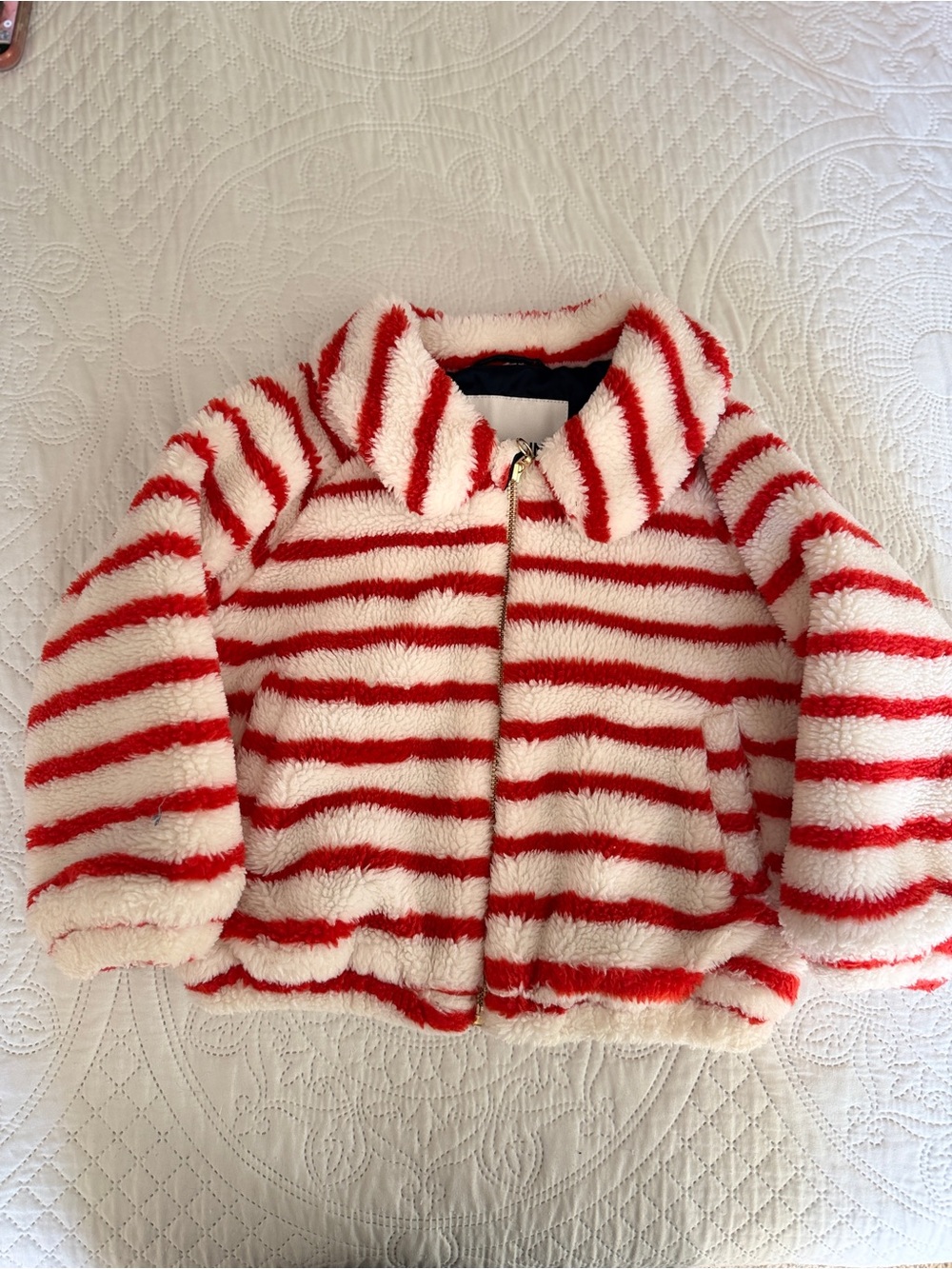 Mini Rodini Cozy Red & White Striped Fuzzy kids Sweater with Angry Cat Applique - Picture 2 of 5